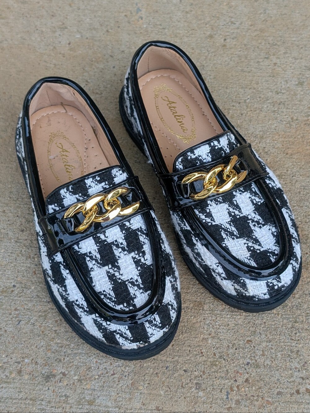 Atalina Houndstooth Loafers Child Size 9W